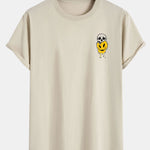 Skull Evil Face Print Cotton Arc Hem T-Shirt