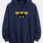 Whatever Black Cat Print Relax Fit Hoodie