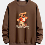 Bear With Glasses Print Relax Fit Sweatshirt