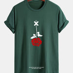 Regular Fit Inverted Rose Slogan Print Cotton T-Shirt