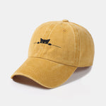 Black Cat Pattern Classic Retro Washed Distressed Cotton Baseball Cap