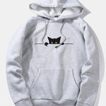 Black Cat Print Hoodie