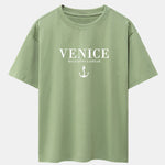 Venice Anchor Print Drop Shoulder Oversize T-Shirt