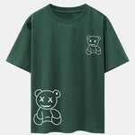 Simple Bear Print Drop Shoulder Oversize T-Shirt & Shorts