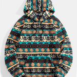 Ethnic Geometric Teddy Fleece Hoodie