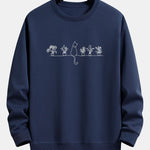Cat Potted Plant Print Relax Fit Sweatshirt