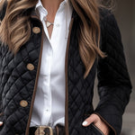 Casual Fashion Lapel Quilted Zippered Padded Jacket