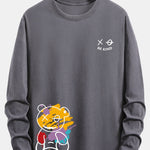 Long Sleeve Graffiti Bear Print Cotton T-Shirt