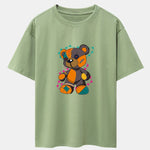 Tattered Bear Print Drop Shoulder Oversize T-Shirt