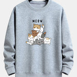 Cute Cat Print Relax Fit Sweatshirt
