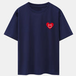Smiley Heart Print Drop Shoulder Oversize T-Shirt