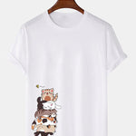 Cartoon Cat Print T-Shirt