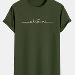 Handwritten Word Print Cotton Arc Hem T-Shirt