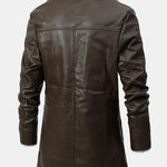Long Line Faux Fur Lined PU Leather Coat
