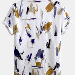 Brushstroke Print Button Up Shirt & Swim Shorts
