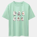 Ghost Reading Book Print Drop Shoulder Oversize T-Shirt