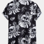 Skull Tropical Print Button Up Shirt & Swim Shorts