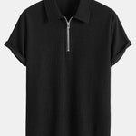Muscle Fit Ribbed Half Zip Polo & Shorts