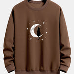 Black Cat On The Moon Print Relax Fit Sweatshirt