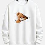 Zipper Bear Print Relax Fit Sweatshirt