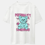 Dissolving Bear Slogan Print Drop Shoulder Oversize T-Shirt
