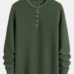 Long Sleeve Muscle Fit Knitted Textured Henley Shirt