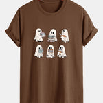 Regular Fit Ghost Reading Book Print Cotton T-Shirt