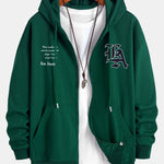 Los Angeles Slogan Print Relax Fit Zip Hoodie