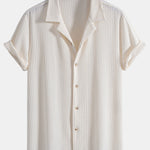 Short Sleeve Waffle Cuban Shirt & Straight Leg Linen Pants
