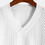 Oversize Geometric Jacquard V-neck T-Shirt