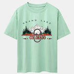 Colorado Mountain Print Drop Shoulder Oversize T-Shirt
