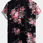Two Tone Rose Print Button Up Shirt