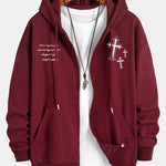 Cross Slogan Print Relax Fit Zip Hoodie