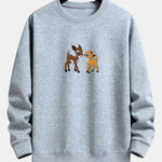 Two Little Deer Print Relax Fit Sweatshirt