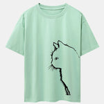 Cat Silhouette Print Drop Shoulder Oversize T-Shirt