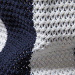 V Neck Striped Knit Polo Shirt