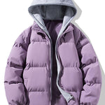 Contrast Detachable Hooded Puffer Coat