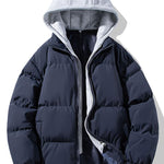 Contrast Detachable Hooded Puffer Coat