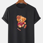 Bear Playing Basketball Print T-Shirt