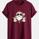 Regular Fit Hip Hop Santa Print Cotton T-Shirt