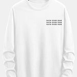 Long Sleeve Slogan Print Cotton T-Shirt