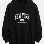 New York Slogan Print Relax Fit Hoodie