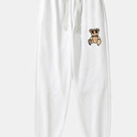 Plaid Pattern Dissolving Bear Print Cotton Blend Jogger Pants