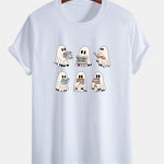 Regular Fit Ghost Reading Book Print Cotton T-Shirt