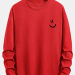 Long Sleeve Smiley Face Print Cotton T-Shirt