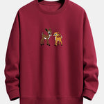 Two Little Deer Print Relax Fit Sweatshirt