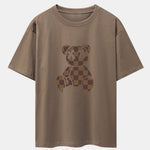 Checkerboard Dissolving Bear Drop Shoulder Oversize T-Shirt