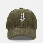 Skeleton Hand Embroidered Corduroy Baseball Cap