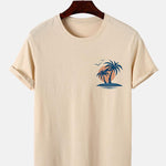 Palm Tree Seagull Print T-Shirt