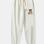 Plaid Pattern Dissolving Bear Print Cotton Blend Jogger Pants